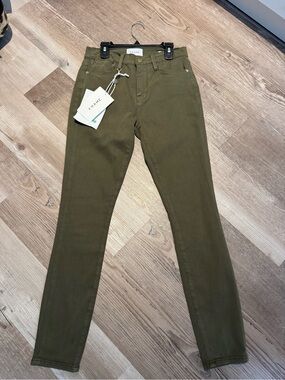 FRAME washed army green High Rise Skinny Jeans